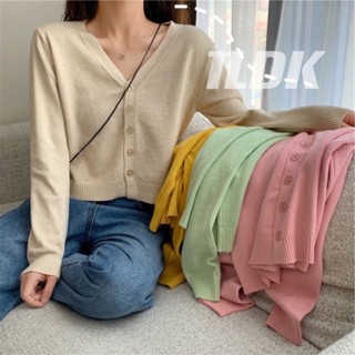 1LDK🌈พร้อมส่ง🌈เสื้อครอป เสื้อคลุม แขนยาว คอวี ผ้านิ่มใส่สบาย จั๊มแขน กระดุมหน้าแกะได้(8A55)