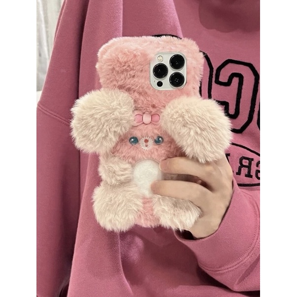 เคสไอโฟนงานขนชมพูหมาน้อย-ต่ายน้อย-i6-14promax-case-iphone-เคสมือถือ-เคสชมพู-เคสตุ๊กตา-เคสงานขน-เคสต่าย-เคสสุนัข-ขายดี