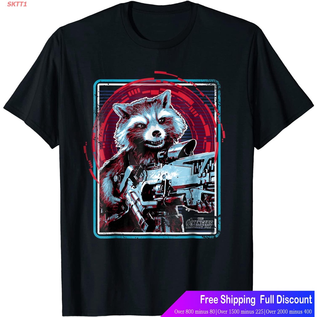 sktt1-marvelเสื้อยืดกีฬา-marvel-infinity-war-rocket-raccoon-digital-abstract-t-shirt-marvel-round-neck-t-shirt