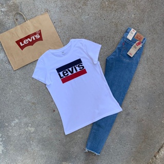 ◆◘  [JeansSSSSS]LEVIS เสื้อยืดคอกลมสตรีลีวายส์ แบรนด์แท้. 100000 คอกลม