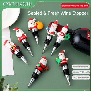 1Pc ขวดไวน์คริสต์มาส Stoppers Snowman Santa Claus ขวดไวน์ Stopper ตกแต่งปิดผนึกสดขวด Stoppers Cynthia