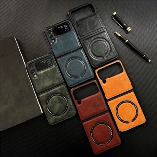 เคสโทรศัพท์มือถือหนังนิ่ม หรูหรา แบบชาร์จไร้สาย สําหรับ Samsung Galaxy Z Flip 4 5G Z Flip 3 Flip4 Flip3