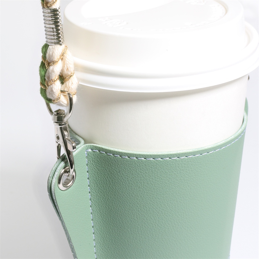 นมชาที่วางแก้วถ้วยน้ำหนังฝาครอบป้องกันแฟชั่นทอมือฉนวนถ้วยกาแฟซองเครื่องดื่มถ้วยนมชาปก-cynthia