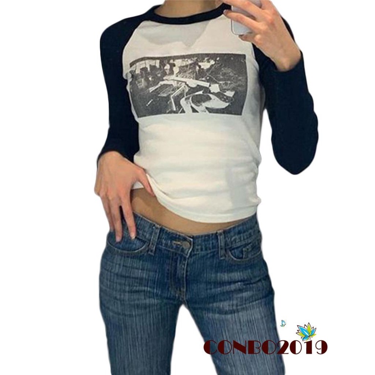 hgm-เสื้อยืดลําลอง-แขนยาว-คอกลม-พิมพ์ลาย-สีตัดกัน-เข้ารูป-แฟชั่นฤดูใบไม้ผลิ-และฤดูใบไม้ร่วง-สําหรับสตรี