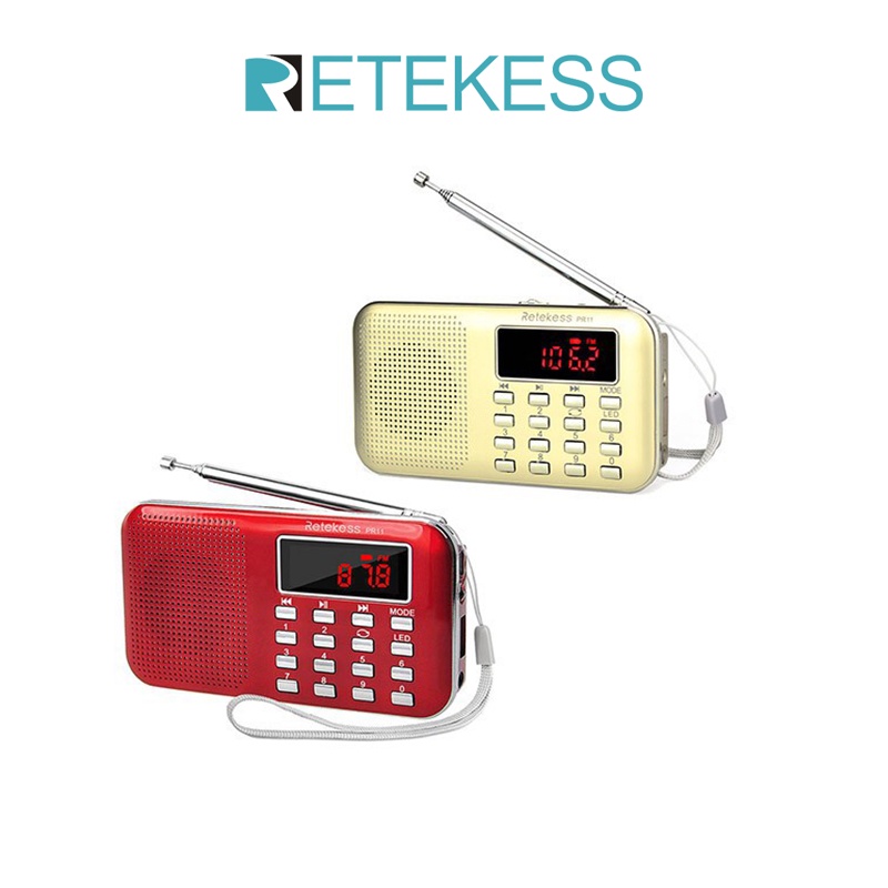 ภาพหน้าปกสินค้าRetekess PR11 เครื่องเล่น MP3 วิทยุ FM AM ดิจิทัล แบบพกพา สีแดง และสีทอง