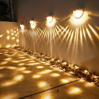 โคมไฟติดผนัง LED 6 ดวง พลังงานแสงอาทิตย์ กันน้ํา สําหรับตกแต่งรั้ว สวน คริสต์มาส กลางแจ้ง