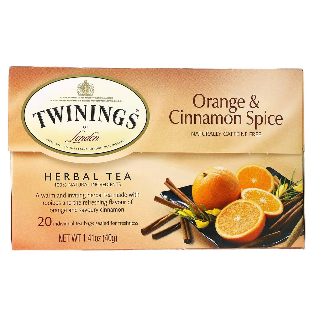 Twinings Herbal Tea Orange & Cinnamon Spice Caffeine Free รสเครื่องเทศส้มและซินนาม่อน ปราศจาก