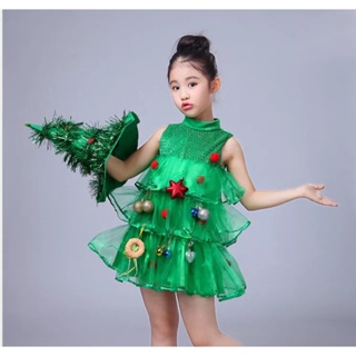  🎄ชุดคริสมาสต์เด็ก  ชุดต้นคริสมาส สีเขียว คริสต์มาสกวางสาวน่ารักแถบคาดศีรษะแถบคาดศีรษะเกาหลีนิยมคริสต์มาสอุปกรณ์ผม