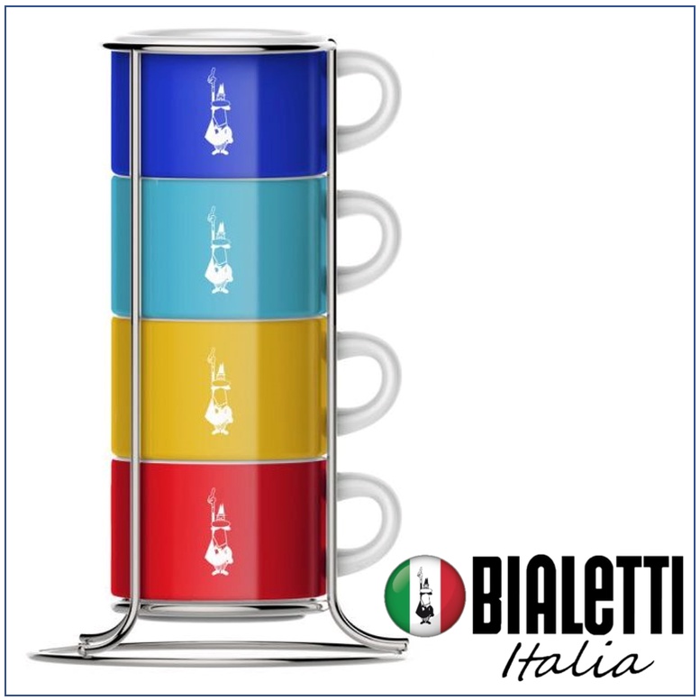 bialetti-ถ้วยกาแฟคาปูชิโน่-tazz111-ชุด-4-ถ้วย-cups-cappuccio-color-stackable-4-cups-moka-pot-italy-express-brikka