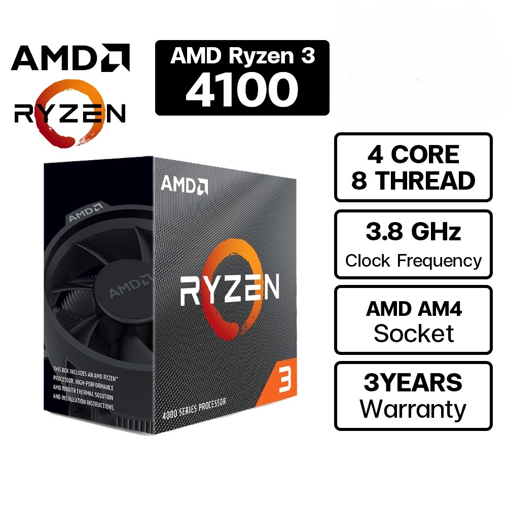CPU (ซีพียู) AMD RYZEN 3 4100 3.8 GHz (SOCKET AM4) รับประกัน 3 - Y ...