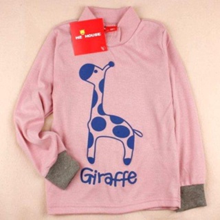 TLG-836 เสื้อแขนยาวเด็กผู้หญิง sweater สีชมพูลายยีราฟ