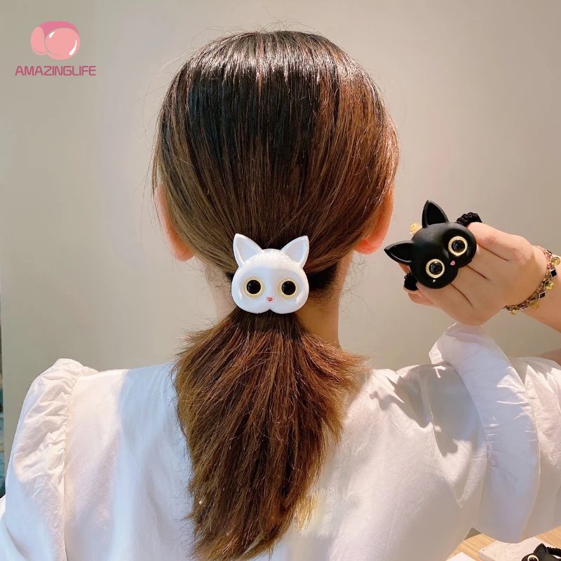 ยางรัดผม-รูปแมวน่ารัก-สีดํา-สีขาว-ยางรัดผม-ยืดหยุ่น-สําหรับเด็กผู้หญิง-ยางรัดผม-ผู้หญิง-เครื่องประดับผมเด็ก-1-ชิ้น