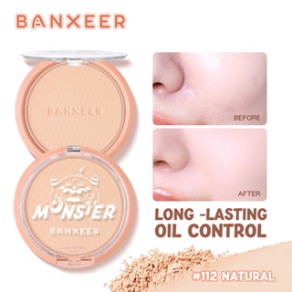 BANXEER Pressed Compact Powder แป้งอัดแข็ง ควบคุมความมัน กันน้ํา แบบแห้งและเปียก ใช้ได้สองแบบ เครื่องสําอางสําหรับใบหน้า