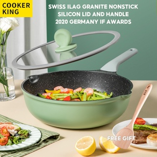 Cooker King Greenery Series กระทะอลูมิเนียมหล่อ 30 ซม. กระทะไม่ติด พร้อมฝาปิด Maifan ไม่ติดเหมาะสําหรับเตาทุกชนิดรวมถึงการเหนี่ยวนํา