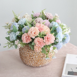 【AG】Simulation Flower Fadeless Widely Applied 7 Heads Vivid Carnations Artificial Flowers for Mothers Day