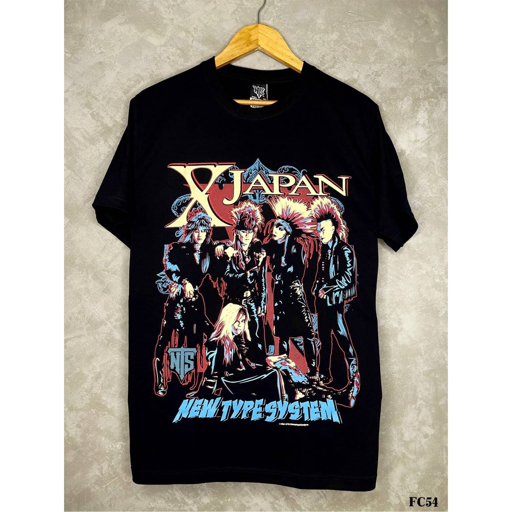 xjapanเสื้อยืดสีดำสกรีนลายfc54