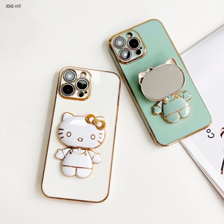 Xiaomi Mi 10T 12T 12 11 11T 8 9 10 Lite Pro NE 5G สำหรับ Cartoon Anime Cats Mirror Folding Bracket เคส เคสโทรศัพท์ เคสมือถือ Full Soft Case Protective Back Cover Shockproof Casing