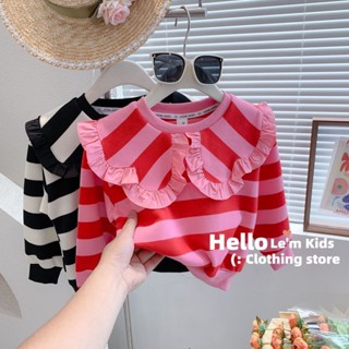 [Babycat] พร้อมส่ง เสื้อกันหนาว แขนยาว ลายทาง สไตล์เกาหลี ญี่ปุ่น แฟชั่นฤดูใบไม้ร่วง สําหรับเด็กผู้หญิง 2022