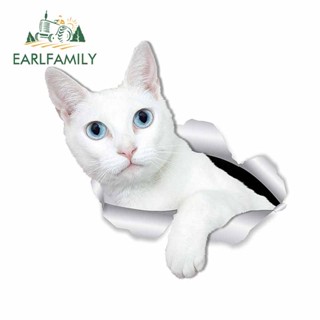 Earlfamily สติกเกอร์ไวนิล กันน้ํา ลายแมว 13 ซม. x 12.1 ซม. สําหรับตกแต่งหน้าต่างรถยนต์
