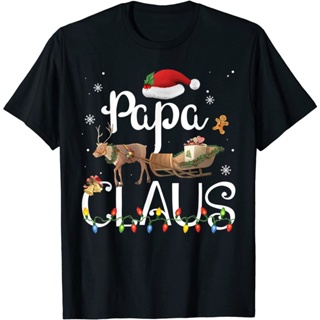 T-Shirt  Papa Claus Funny Family Santa ชุดนอนเสื้อยืดลําลองสําหรับผู้ชายผ้าฝ้ายแขนสั้นคอกลมพิมพ์ลาย ชุดคริสต์มาสใหม่