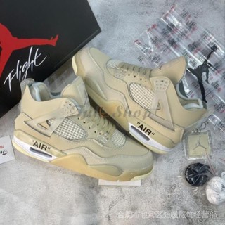 รองเท้าผ้าใบ Jd4 air jordan 4 retro off white สีครีม FQZU