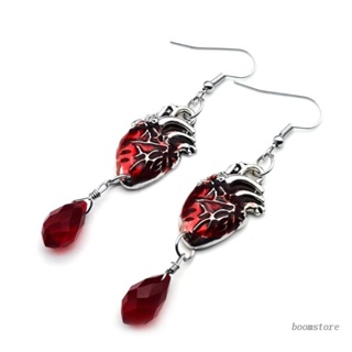 Boom Bleeding Heart Earrings with Red Blood Drop Witchcraft Gothic for Vampire Ghost