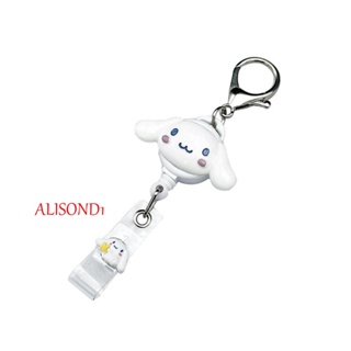 Alisond1 รีลป้ายพับเก็บได้การ์ตูนโรงพยาบาล Kuromi ID Card Clips ซินนาม่อนโรลผู้ถือป้ายนักเรียนพยาบาล