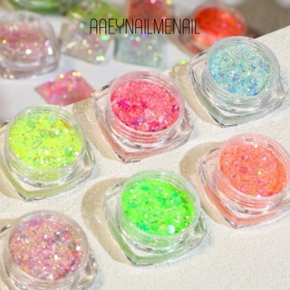 กลิตเตอร์กากเพชรเลื่อมแต่งเล็บคละขนาดผสม Diy set 6สี