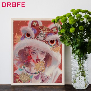 Drofe 【40*50 ซม. ไม่มีกรอบ】ภาพวาดสีน้ํามันบนผ้าใบ ตามตัวเลข รูปผู้หญิง 12 ราศี สําหรับตกแต่งบ้าน