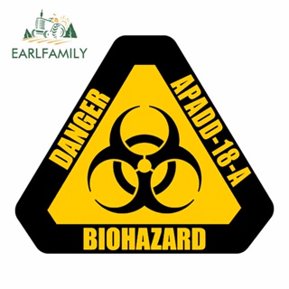 Earlfamily สติกเกอร์ไวนิล กันน้ํา ลายอนิเมะ Biohazard Warning Label 13 ซม. x 11 ซม. สําหรับติดตกแต่งหน้าต่างรถยนต์