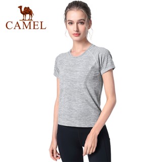 Camel ชุดกีฬา เสื้อวิ่ง แขนสั้น ทรงสลิมฟิต สําหรับผู้หญิง