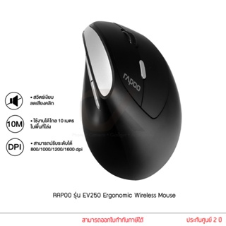 RAPOO เมาส์ รุ่น EV250 EV200 Silent Wireless Optical Mouse เมาส์แนวตั้ง เมาส์ไร้สายเพื่อการทำงาน ลดความเมื่อยล้า