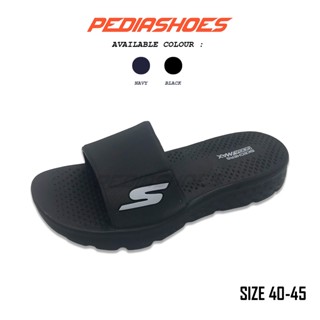 Skechers รองเท้าแตะสไลด์ แบบนิ่ม กันลื่น สําหรับผู้ชาย