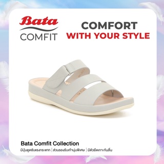 Bata Comfit Womens Comfort Sandals รองเท้าแตะแบบสวมเพื่อสุขภาพ รองรับน้ำหนักเท้าได้ดี สำหรับผู้หญิง รุ่น Ferby สีเทา 6612910