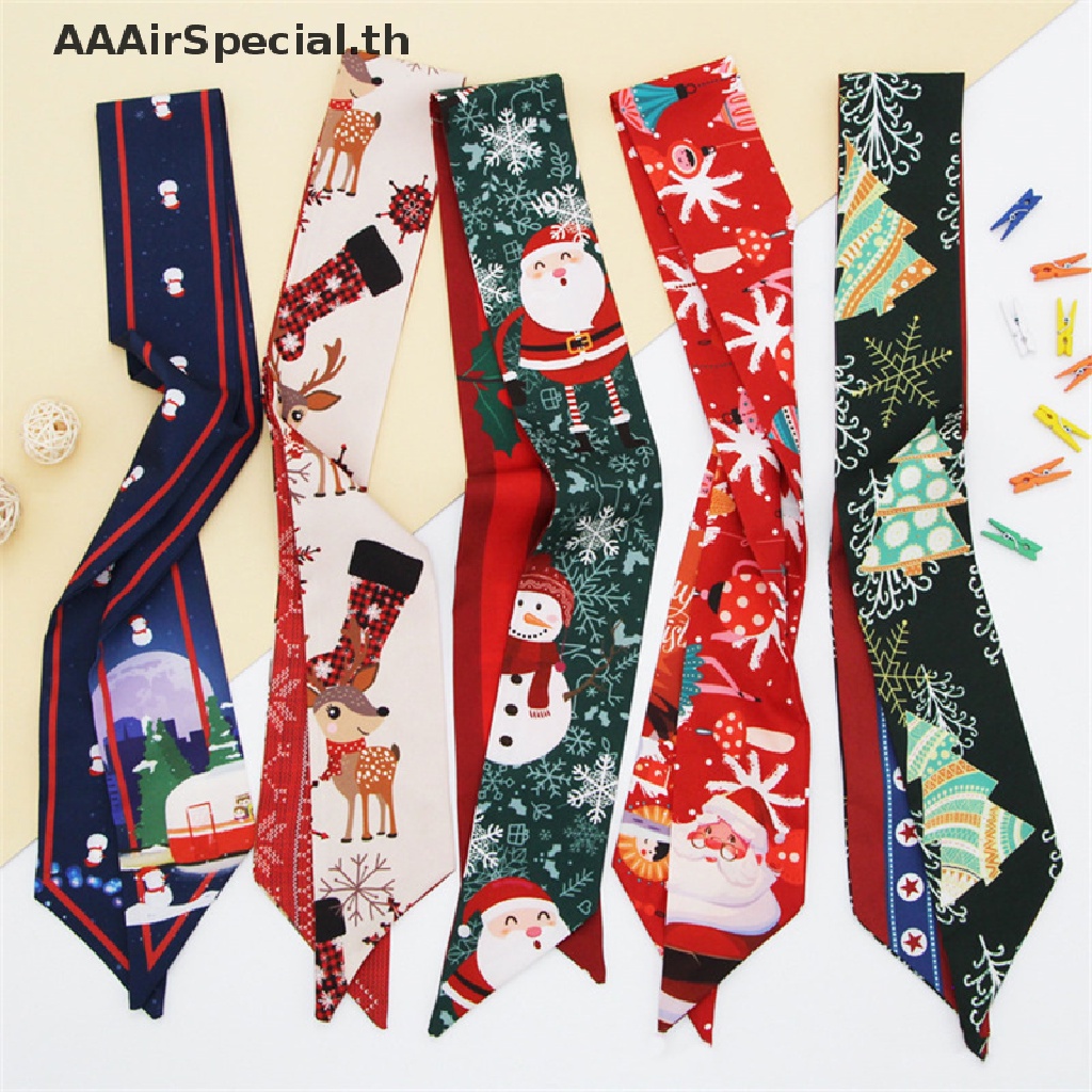 aaairspecial-ผ้าพันคอ-ผ้าเรยอน-พิมพ์ลายคริสต์มาส-ประดับโบว์-สําหรับผู้หญิง