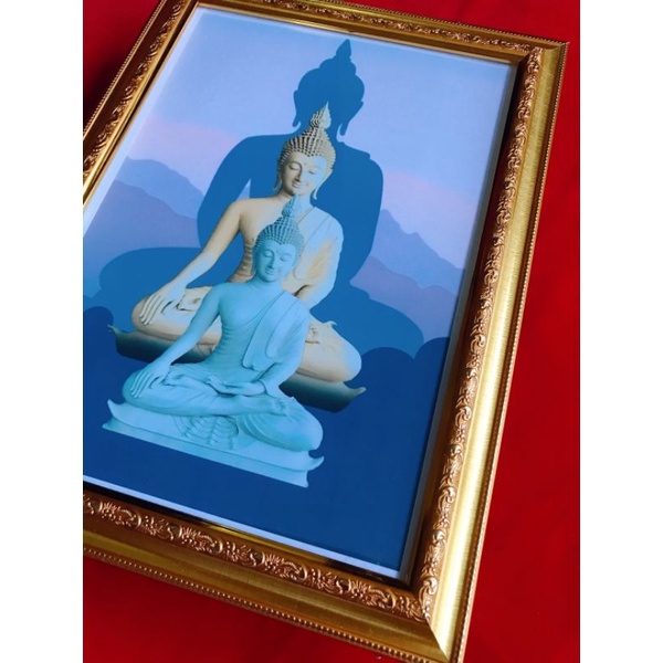 รูปภาพพระพุทธเจ้า-แนวศิลปะมงคล-กรอบทอง-ขนาด-26x34ซม