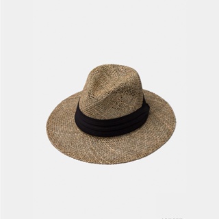 Fedora weave Black Ribbon Hat-หมวกสานริบบิ้นสีดำ