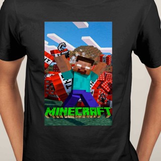 เสื้อคู่รัก เกม Minecraft เสื้อยืดคอกลมแขนสั้นผู้ชาย | เสื้อยืด ชุดลำลอง | แฟชั่นลำลองและเรียบง่าย