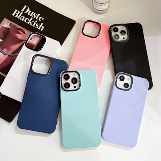 เคสสำหรับ iPhone 14 pro max/14 pro/14 plus/14/13 pro max/13 pro/13/12 pro max/12 pro/12 เคสสีพื้น สดใส กันขอบกล้อง