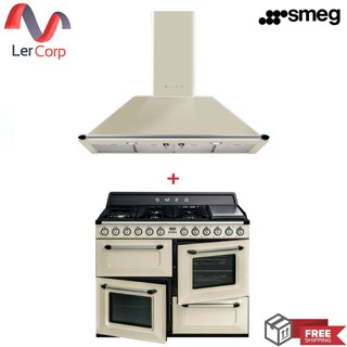 [0% 10 เดือน] (Smeg) เตาปรุงอาหาร Smeg รุ่น TR4110P1 + เครื่องดูดควันชนิดติดฝาผนัง รุ่น KT110PE ขนาด 110 ซม.