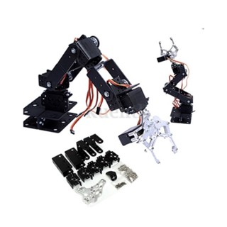 ชุดประกอบแขนกลโลหะแบบ 6 จุดหมุนอิสระ พร้อมเซอร์โวมอเตอร์ 6 ตัว ( 6 DOF Arm Robotic Nail Clamp Mount and servo motor Kit)