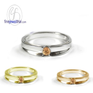 Finejewelthai-แหวนบุษราคัม-แหวนเงินแท้-แหวนพลอยแท้-Yellow-Sapphire-Silver-Ring-R1240yl (เลือกสีตัวเรือนได้)