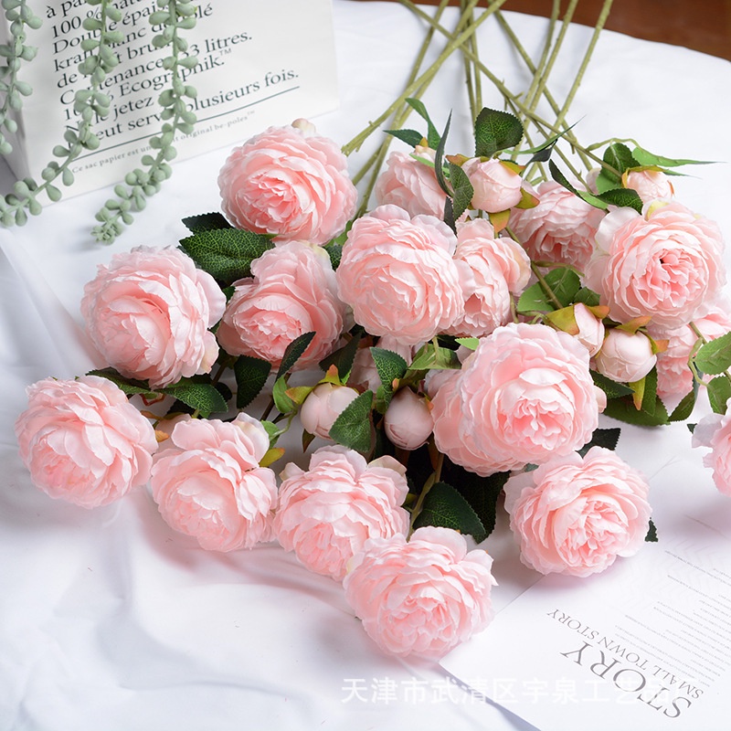 ช่อดอกกุหลาบประดิษฐ์-ดอกโบตั๋น-3-ดอก-สีชมพู-สีขาว-ผ้าไหม-สําหรับตกแต่งสวน-งานแต่งงาน-ปาร์ตี้-ห้องนอน