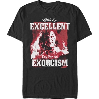 Excellent Day For An Exorcism Exorcist T-Shirt เสื้อวินเทจชาย เสื้อยืดไม่ต้องรีด เสื้อยืดเท่