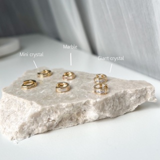 ต่างหูห่วงสีทอง รุ่นMini crystal, Giant crystal และ Mini marble  ⭐️💫🌟