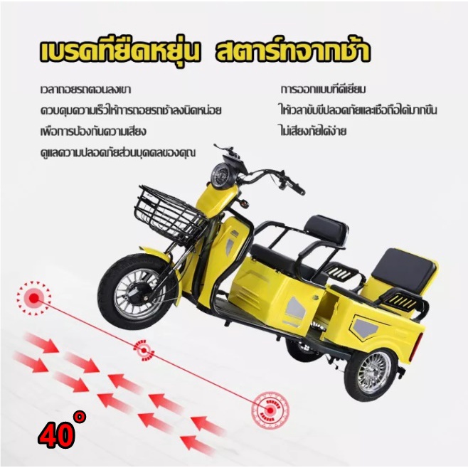 พร้อมแบต-electric-bicycle-3-ล้อไฟฟ้า-2-ตอน-48v-มอเตอร์ไซค์ไฟฟ้าสามล้อ-หน้าจอดิจิตอล-มีกระจก-มีไฟเลี้ยว-ไฟ-led