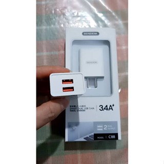 ส่งจากไทย หัวชาร์จ Sendem Adapter SDM-C88 อะแดปเตอร์ ชาร์จไว 3.4A หัวชาร์จเร็ว 2 USB ประกัน1 ปี SDMC88 ที่ชาร์จ