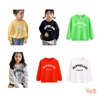 Babyzone เสื้อยืดลําลอง พิมพ์ลายตัวอักษร สไตล์เกาหลี ตะวันตก แฟชั่นฤดูใบไม้ร่วง ฤดูหนาว สําหรับเด็ก
