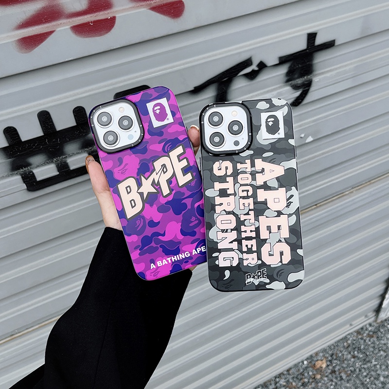 เคสโทรศัพท์มือถือ-เนื้อแมตต์-ลายเลเซอร์-bape-สําหรับ-iphone-14-pro-13-12-pro-max-11