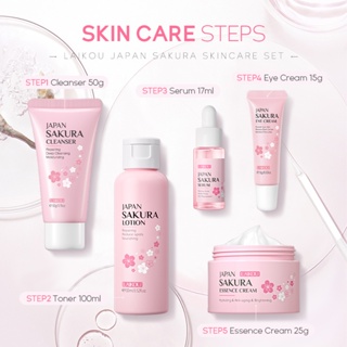 ภาพขนาดย่อของภาพหน้าปกสินค้าLAIKOU Japan Sakura Skin Care Set Brighten Skin Tone Nourishing Moisturizing Skincare 5pcs/Set จากร้าน laikou.thailand บน Shopee ภาพที่ 2